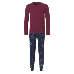 Phil & Co Lange heren winter pyjama set katoen / blauw