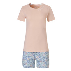 By Louise Dames korte pyjamasets shortama + top soft orange flower