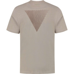 Purewhite T-shirt with front print and back print taupe