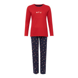 Happy Shorts Dames kerst pyjama set shirt + donkerblauwe broek met gingerbread print