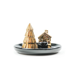 House Vitamin Hv candle holder xmas tree&house 15x15x11 cm. black/gold 202804