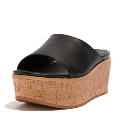 FitFlop Eloise cork-wrap leather wedge slides