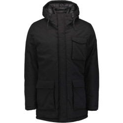 No Excess Jacket long fit hooded double front black