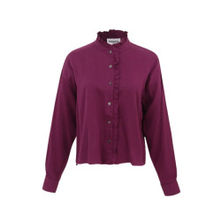 FRNCH Paarse blouse met ruches cabanac -
