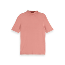 Scotch & Soda 177578 6857 mock neck short sleeved t-shirt weathered pink