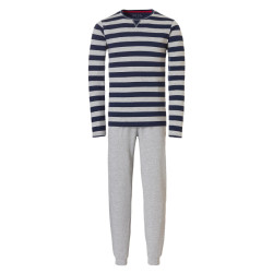 Phil & Co Essential heren pyjamaset lang / blauw gestreept