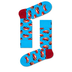 Happy Socks Blauwe sokken met autoprint printjes unisex