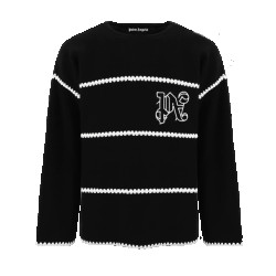 Palm Angels Heren monogram striped sweater zwart