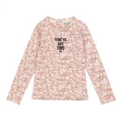 Koko Noko Meisjes shirt met ribstructuur en bloemen dusty
