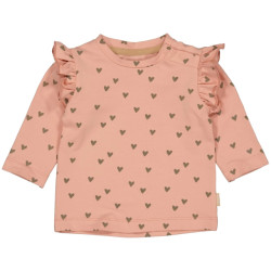 Quapi Newborn baby meisjes shirt cecile aop brown soft hearts