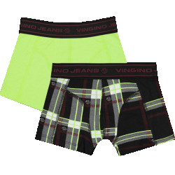 Vingino Jongens ondergoed 2-pack boxers check neon