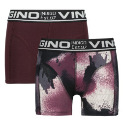 Vingino Jongens ondergoed 2-pack boxers camou aubergine red