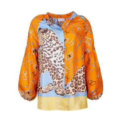 Mucho Gusto Silk blouse carini leopard and horse bits