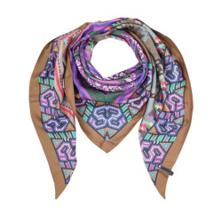 Mucho Gusto Zijden sjaal st. tropez met paars patchwork thema