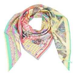 Mucho Gusto Zijden sjaal st. tropez patchwork met tropische print