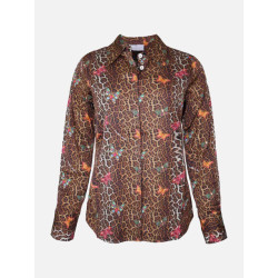 Mucho Gusto Blouse saint-denis luipaardprint met kleurrijke vlinders