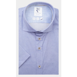 R2 Amsterdam Casual hemd korte mouw beige dobby printed 124.wspss.045/018