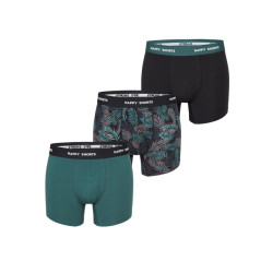 Happy Shorts Heren boxershorts trunks bladeren groen/zwart 3-pack