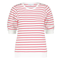 Red Button Top srb4162 terry stripe coral