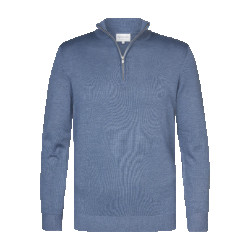 Michaelis Donker blauw pullover met halflange zipper