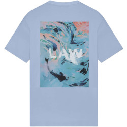 Law of the sea T-shirt met rug print ripple wind surfer blue