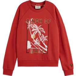 Scotch & Soda Relaxed fit raglan sleeved graphic rustic coral