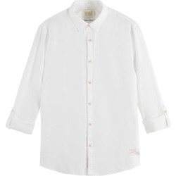 Scotch & Soda Linen shirt h roll-up white