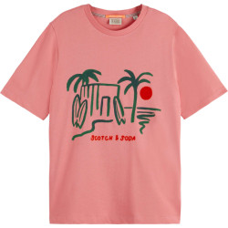 Scotch & Soda Relaxed fit graphic t-shirt peachy pink