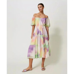 Twin-set Midi-jurk met tie-dye-effect