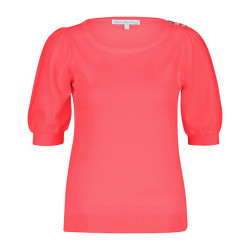 Red Button Top srb4231 sweet fine knit coral