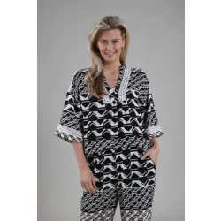 Nukus Nina blouse graphic black/white