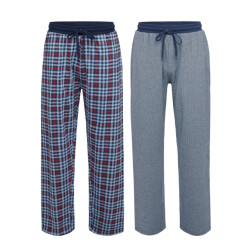 Phil & Co Heren pyjamabroek lang katoen geruit/gestreept 2-pack