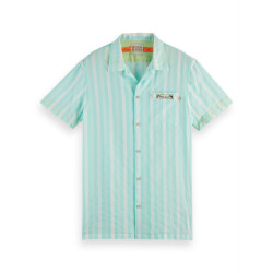 Scotch & Soda Casual hemd korte mouw groen lightweight structured shortsl 166013/0217