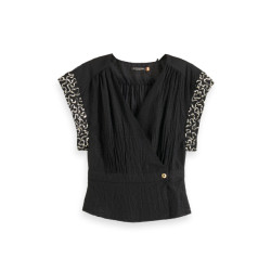Scotch & Soda 178881 wrap top with sequin sleeve detail