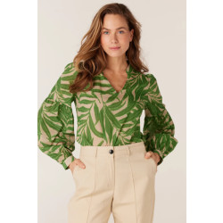 Jansen Amsterdam Printed long sleeve blouse ocean wl770 multi green