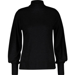 Red Button Sweet roll neck puff sleeve