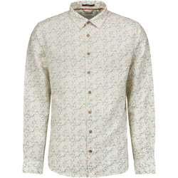 No Excess Overhemd lange mouw print allover linnen white