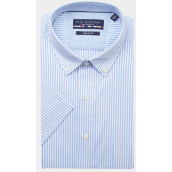 Bos Bright Blue R.b. boston casual hemd korte mouw regular fit 416670/66