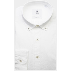 Bos Bright Blue Casual hemd lange mouw wox plain washed oxford shirt 24107wo25bo/100 white