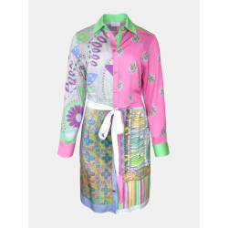 Mucho Gusto Dress francis bay short pink with green patchwork