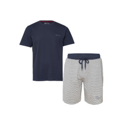 Phil & Co Heren shortama korte pyjama katoen navy blauw