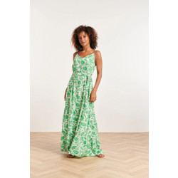 Smashed Lemon 24318 maxi jurk met spaghettibandjes levendige groene