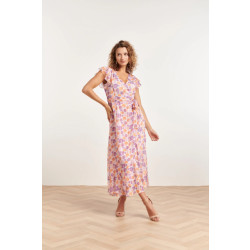 Smashed Lemon 24329 maxi wrap jurk met bloemenprint