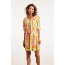 Smashed Lemon 24374 dames korte jurk met multicolor ornament print