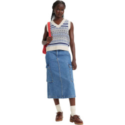 Levi's Cargo midi skirt cause and effect mid blue denim