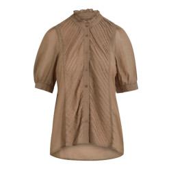 Coster Copenhagen Zandkleurige blouse met korte mouwen