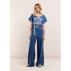 Summum 4s2609-12014 pants indigo embroidery blue daze