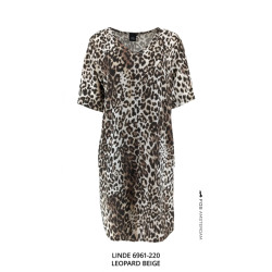FOS Amsterdam 6961 220 fos jurk linde leopard beige