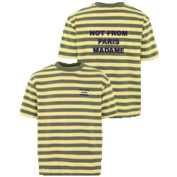 Drole De Monsieur Heren slogan rayè t-shirt /geel