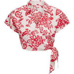 Only Rode wrap top met hibiscus/paisley print